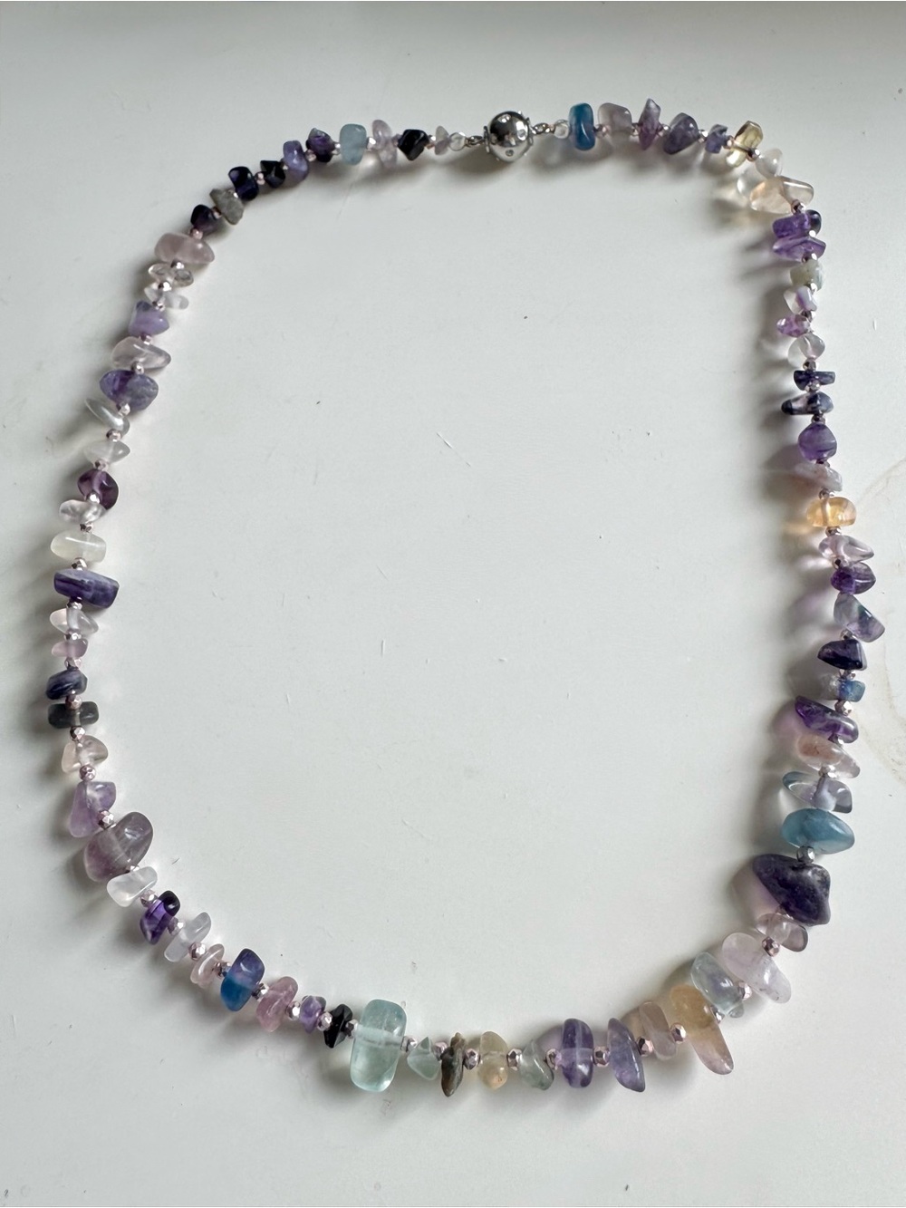 Pastel Fluorite Multi-Gem Chip Necklace - Purple, Blue & Pink